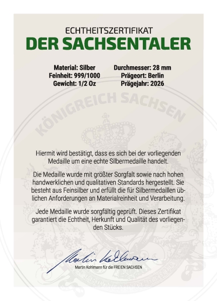 Silber-Sachsentaler "Sächsische Schweiz Bastei"